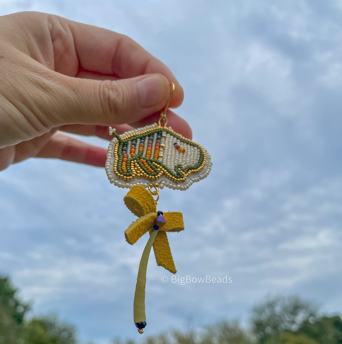 Crunchy Fall Leaves Buffalo and Bow Earrings