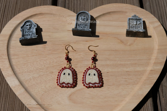 Maroon mini ghosts earrings