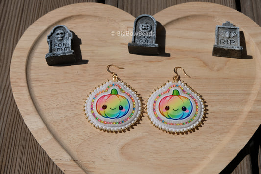 Rainbow pumpkin earrings