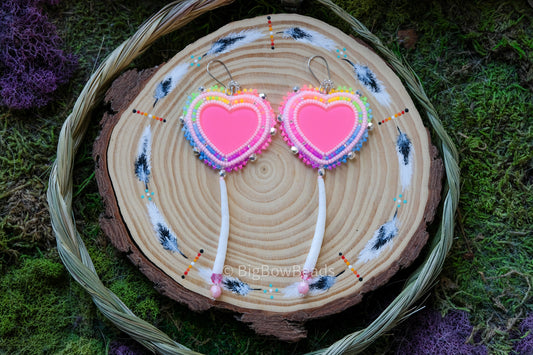 Neon Pink heart Earrings