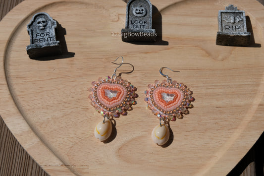Peach bat earrings