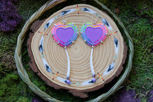 Neon Purple Heart Earrings