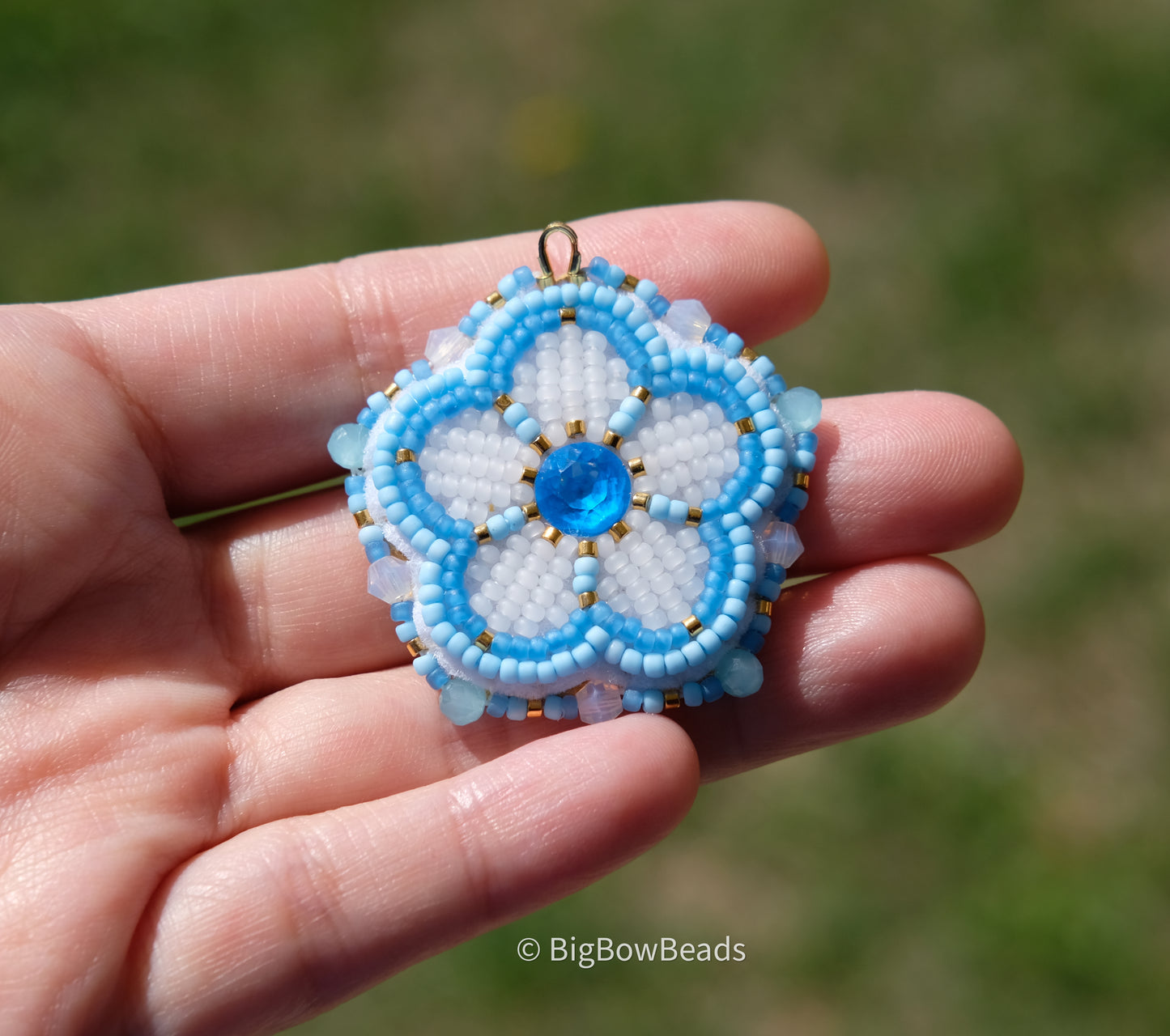 Blue Neon Flower Earrings
