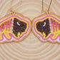 Yellow and Pink Buffalo Earrings