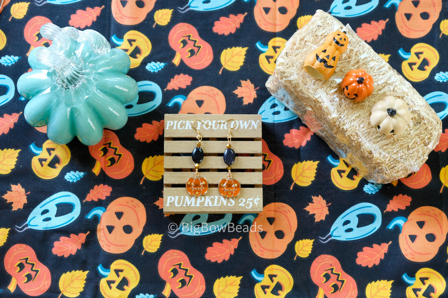 Orange Starry Pumpkin Earrings