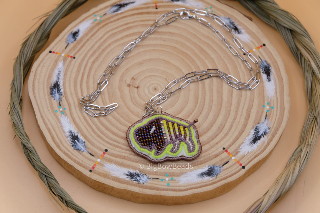 Purple and Yellow Buffalo Necklace