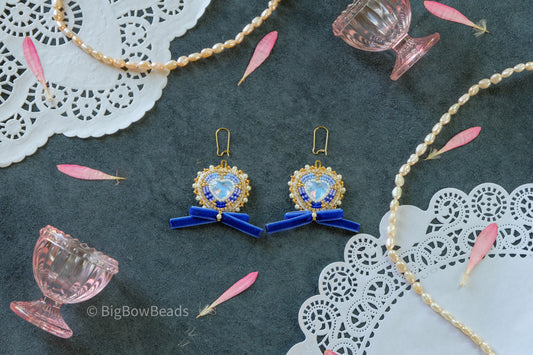 Royal Blue Heart and Bow Earrings