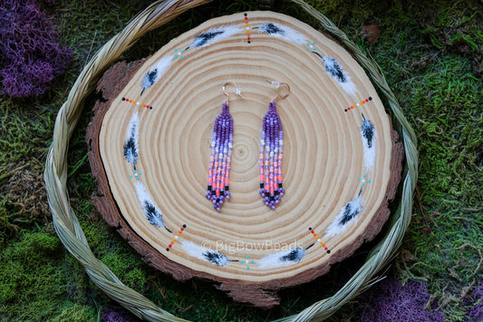 Purple/Pink Mini Fringe Earrings