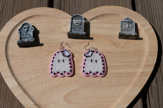 Pink goth ghostie earrings