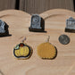 Yellow bat pumpkin earrings