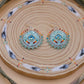 Aqua green Satin Square Earrings