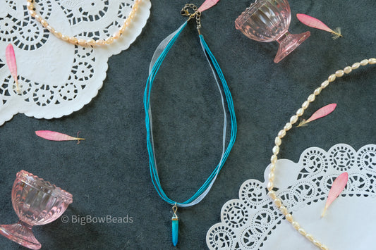 Blue Ribbon Necklace