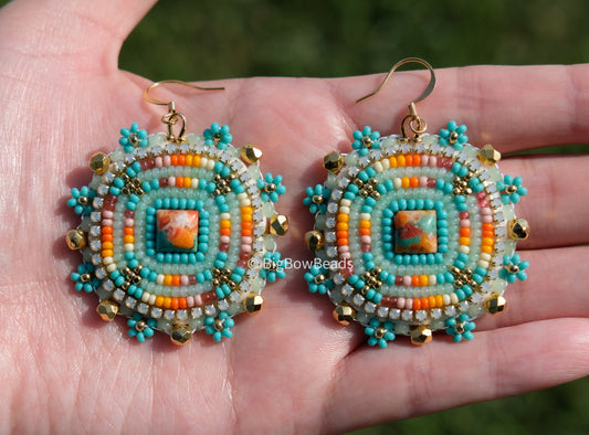 Summer Sunset Square Earrings