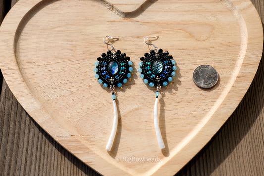 Blue Abalone with Dentalium Earrings