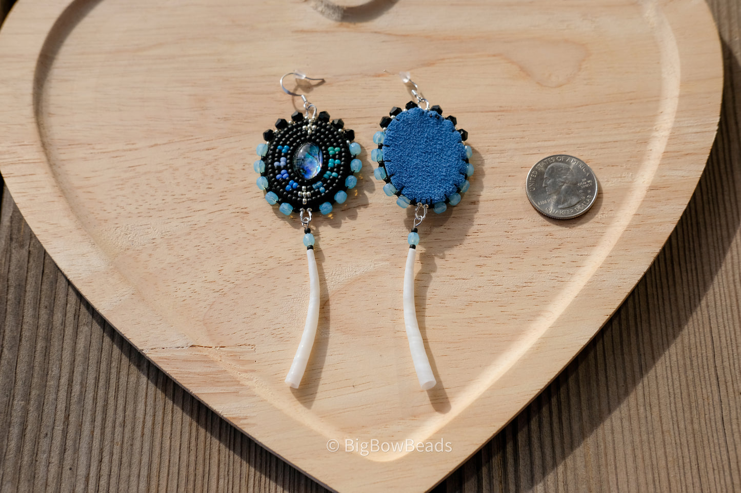 Blue Abalone with Dentalium Earrings