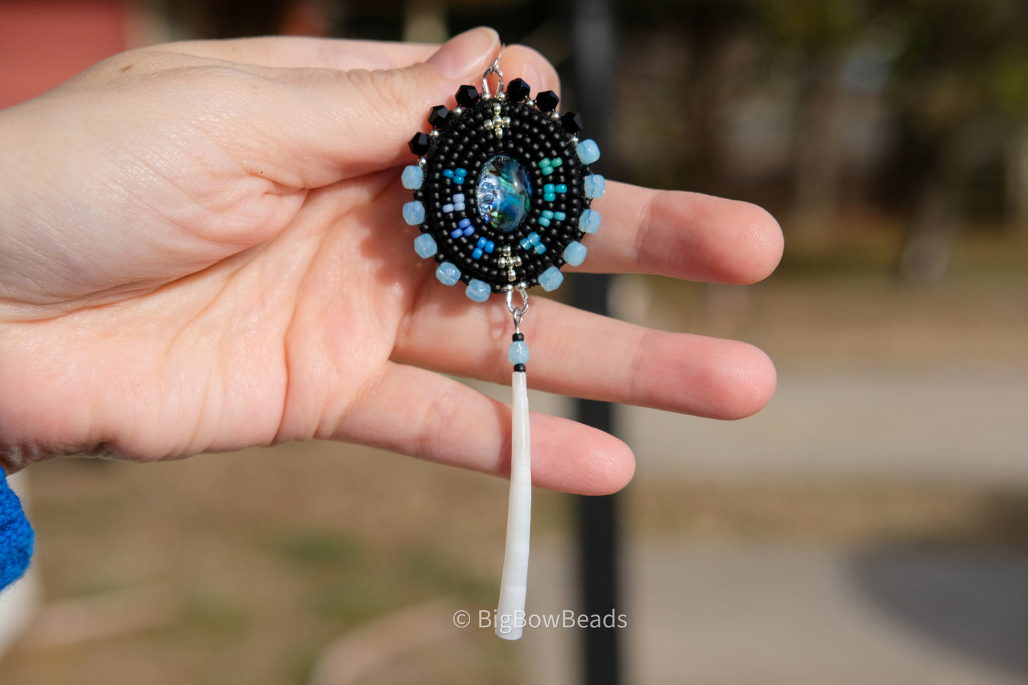 Blue Abalone with Dentalium Earrings