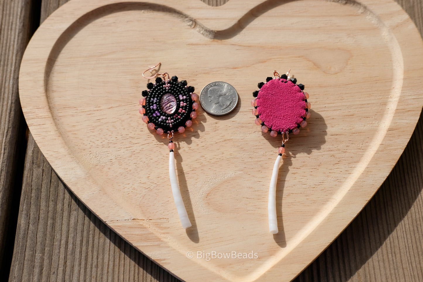 Pink Abalone with Dentalium Earrings