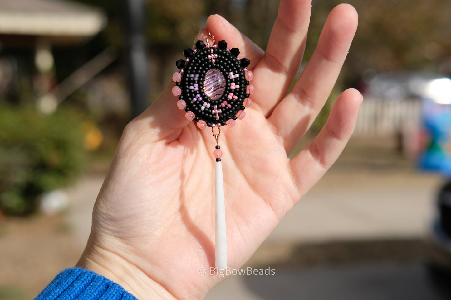Pink Abalone with Dentalium Earrings