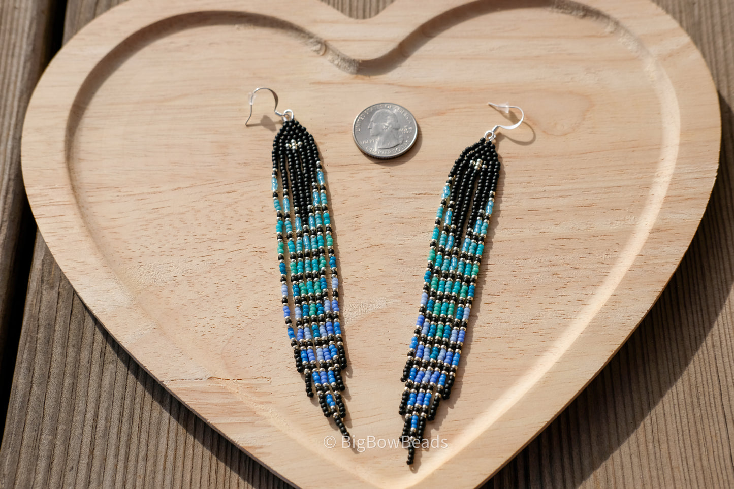 Black and Blue Fringe Earrings