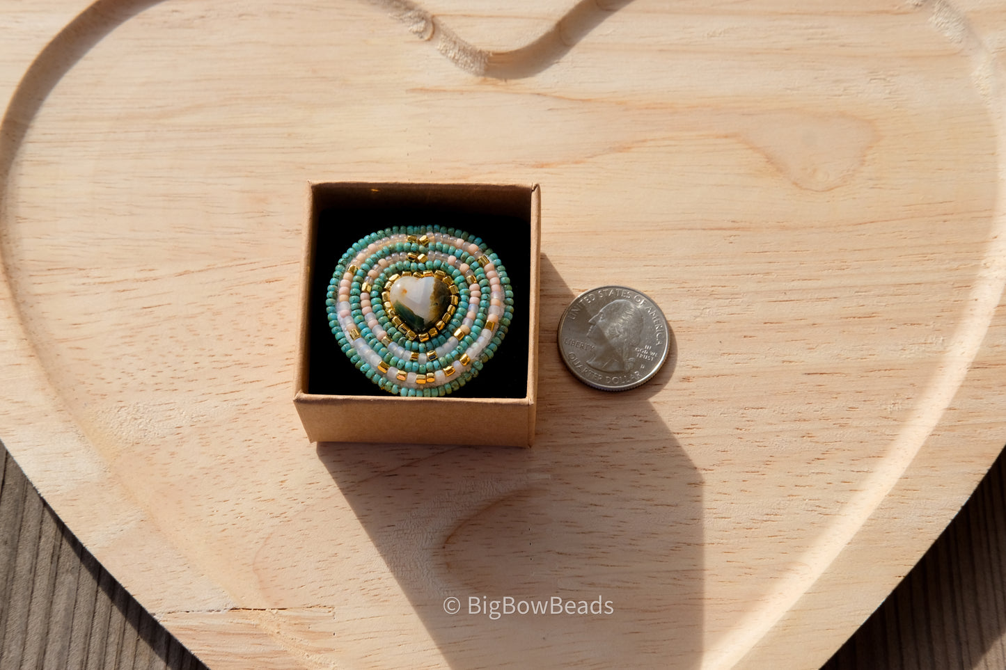 Heart Moss Agate Ring