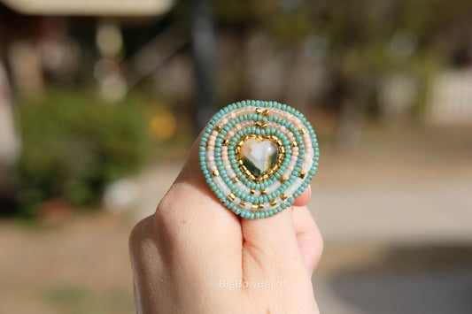 Heart Moss Agate Ring