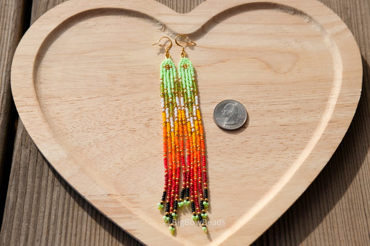 Green Sherbet Fire Fringe Earrings