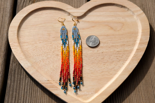 Blueish Gray Fire Fringe Earrings