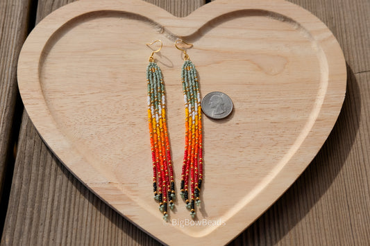 Sage Fire Fringe Earrings