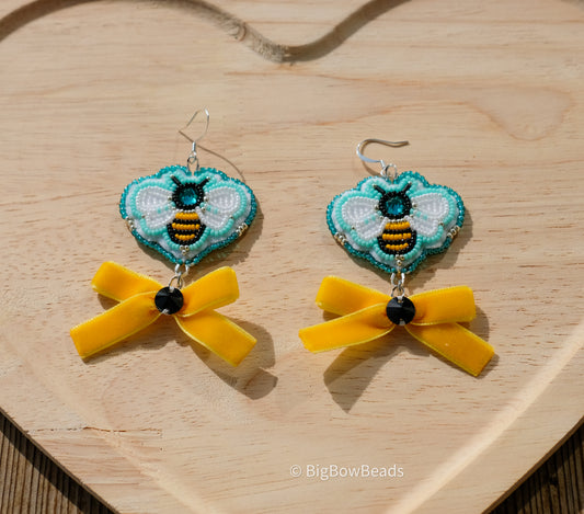 Green Bee Earrings