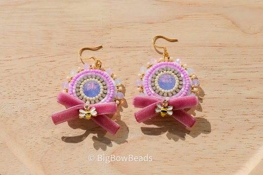 Light Purple and Bee Earrings