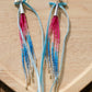 Blue Bow Fringe Earrings