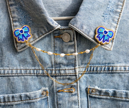 Bow and Pearl Collar Pins