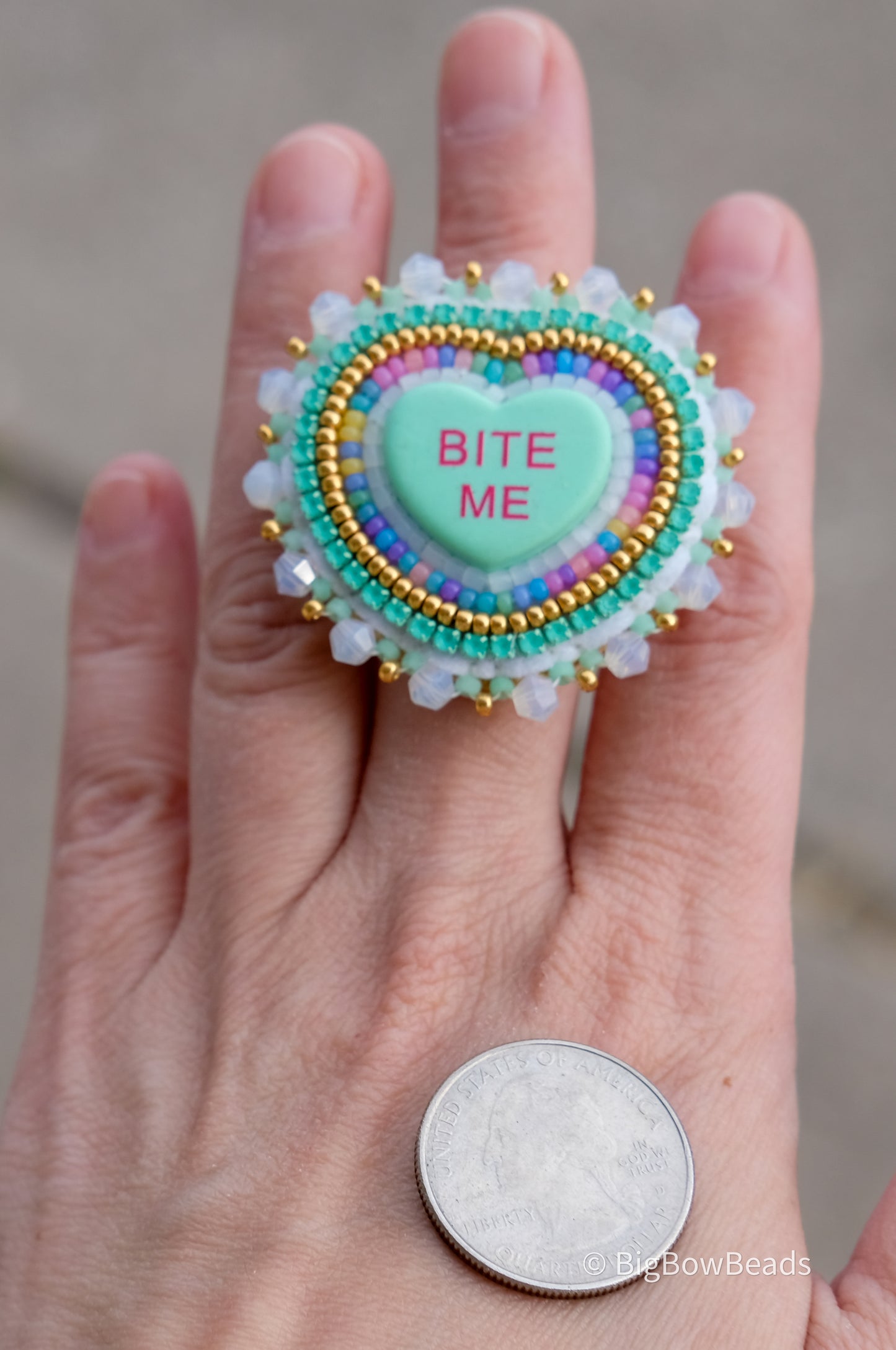 Green Bite Me Ring
