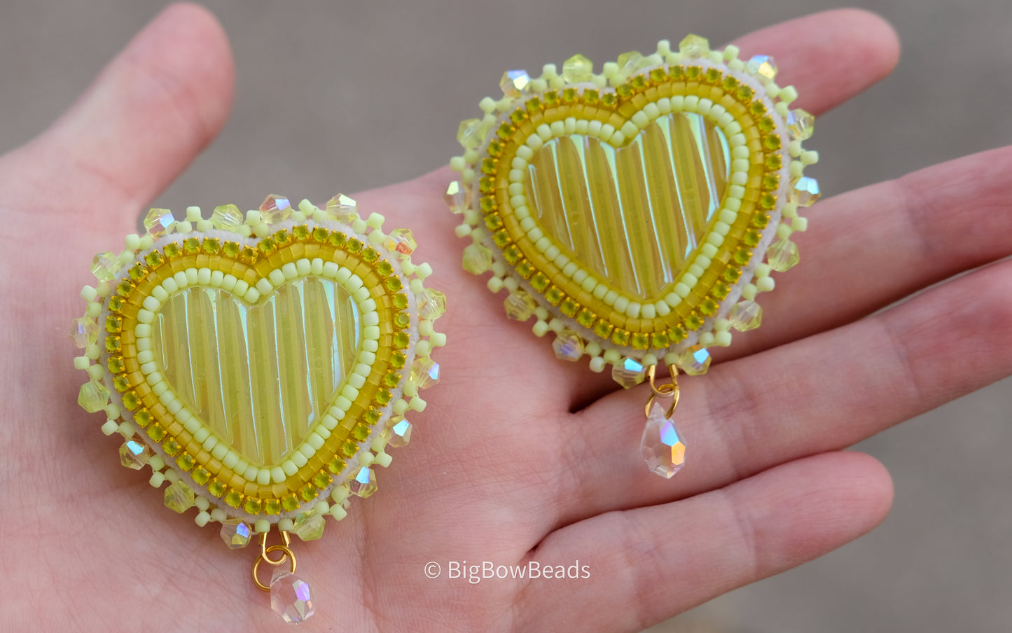 Yellow Heart Earrings