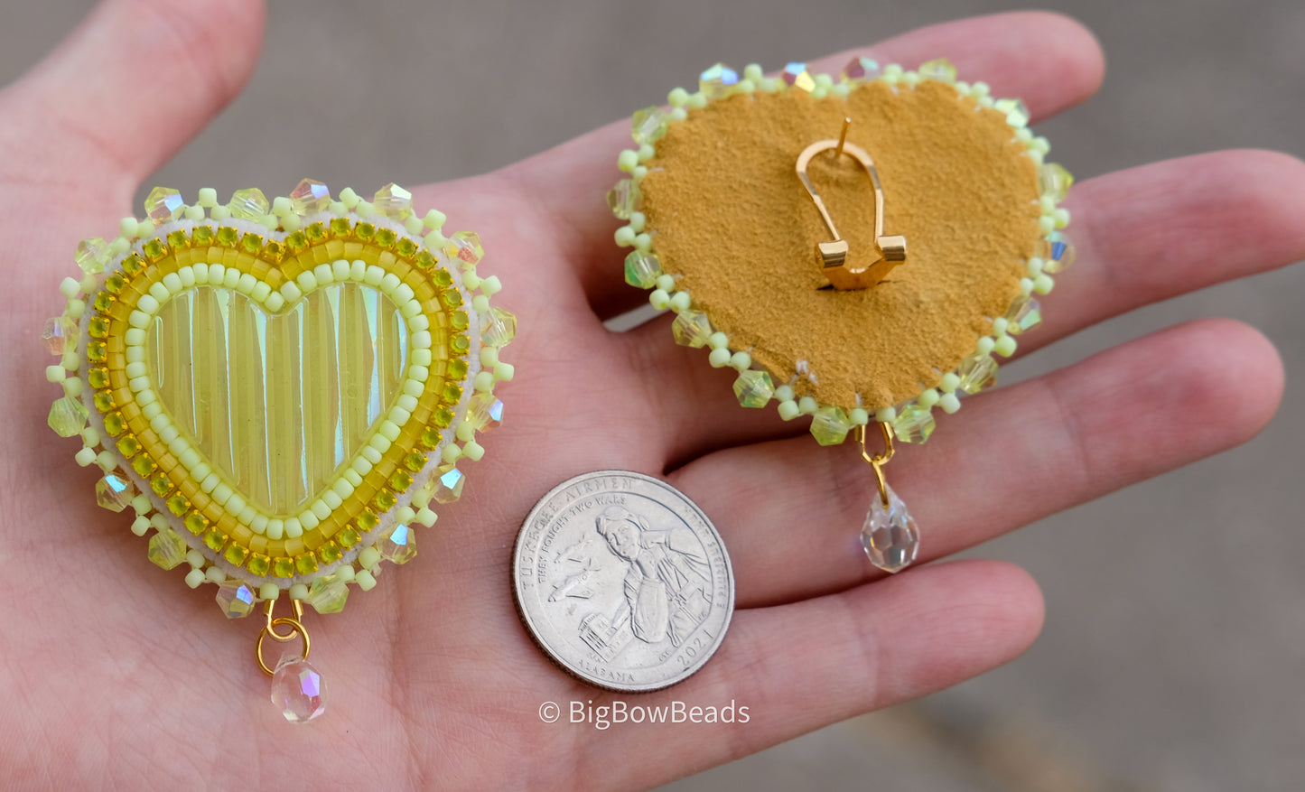 Yellow Heart Earrings