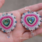 Pink Heart Abalone Earrings