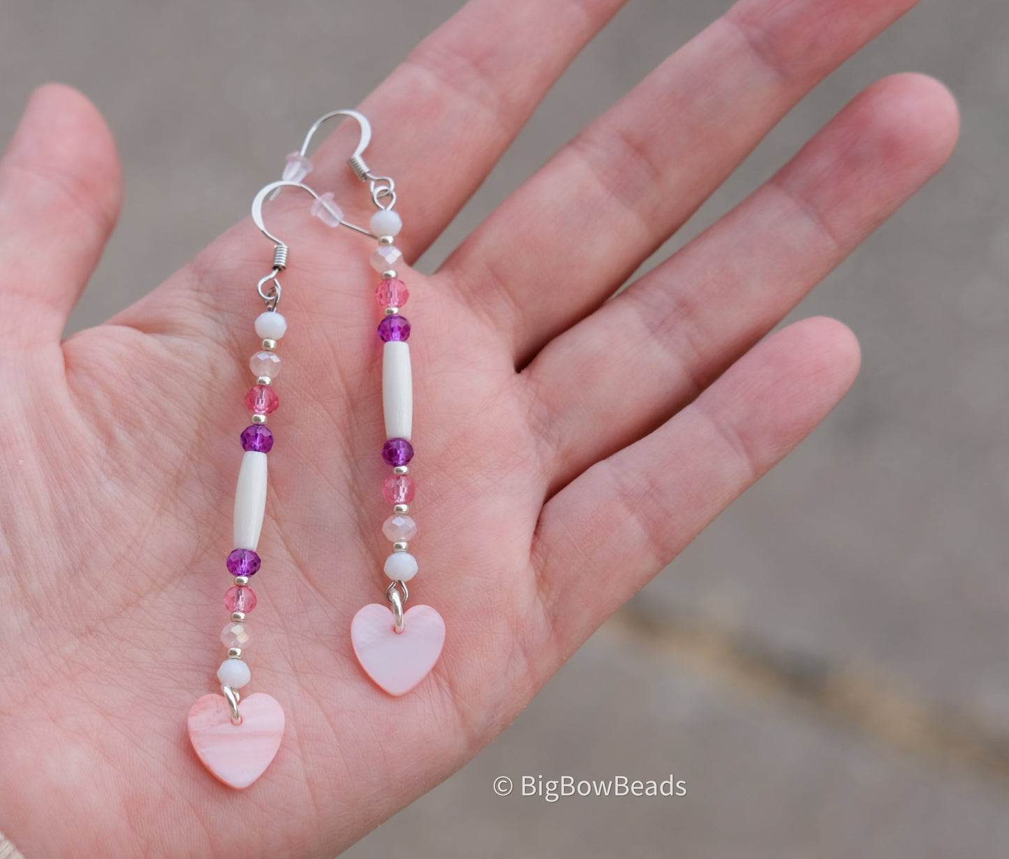 Pink and White Stick Earrings