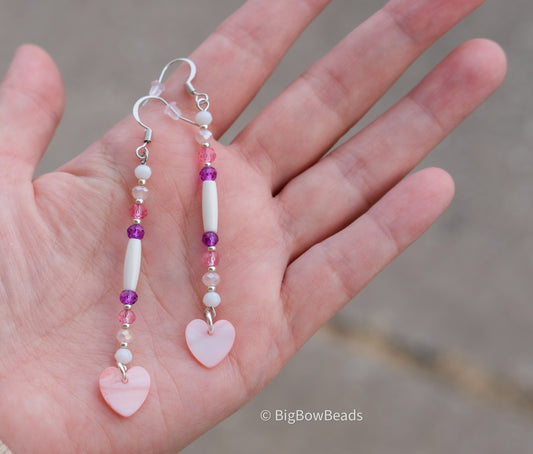 Pink and White Stick Earrings