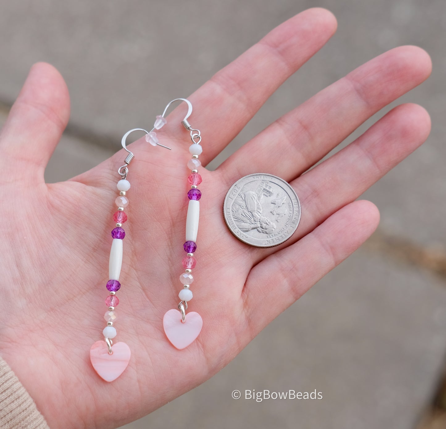 Pink and White Stick Earrings