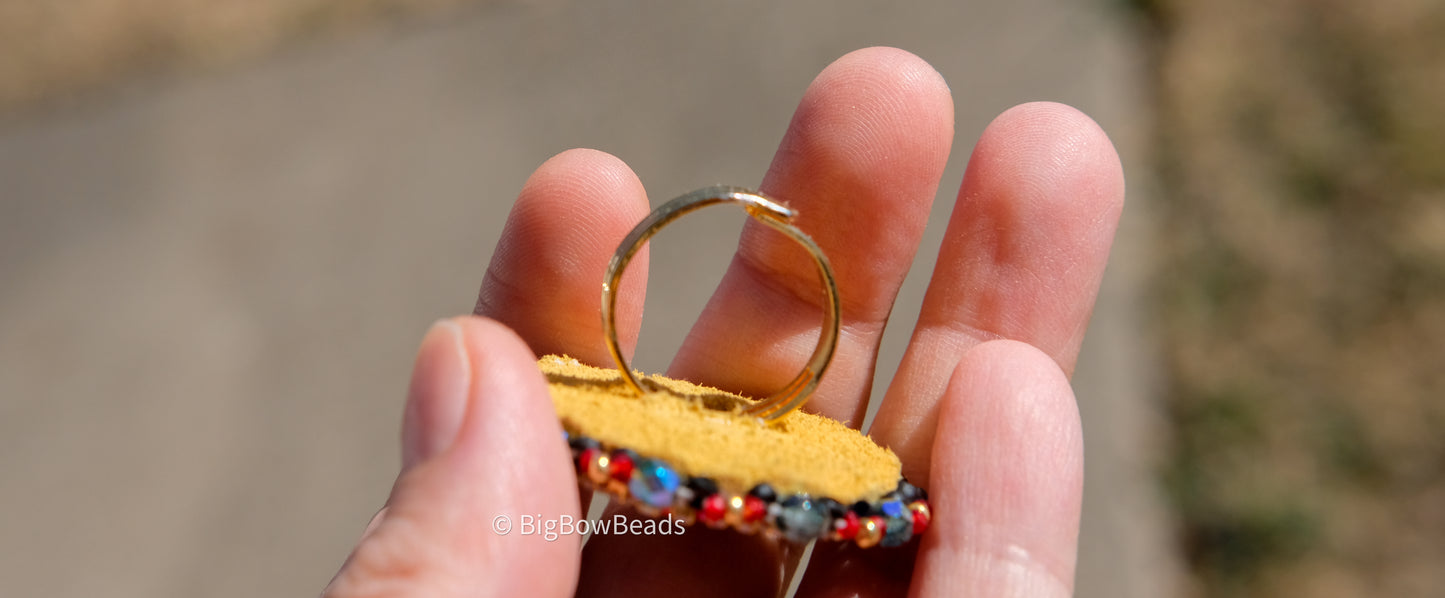Red Heart Abalone Ring