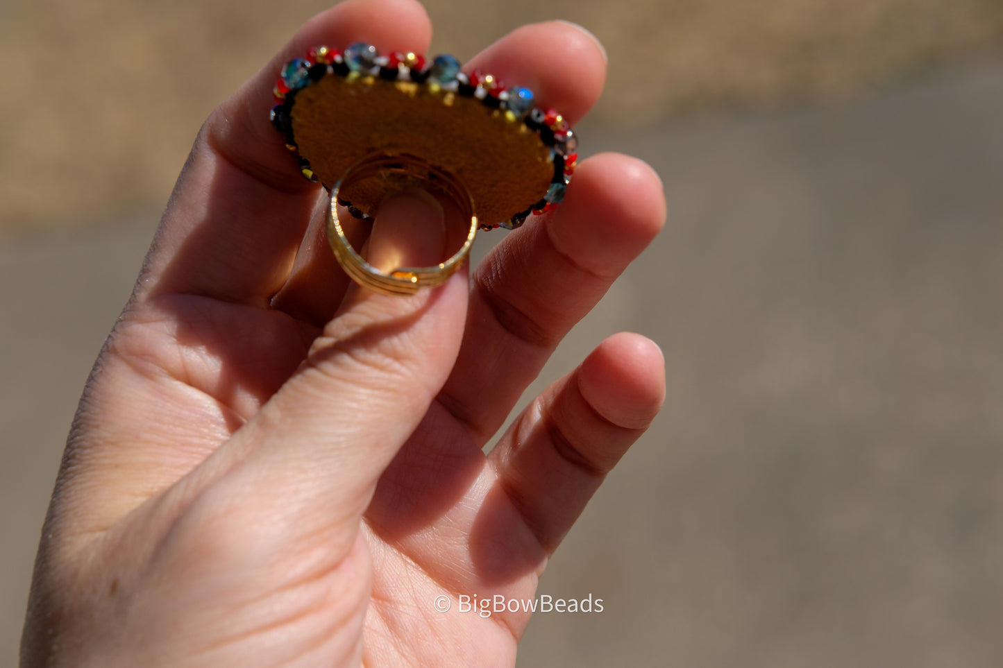 Red Heart Abalone Ring