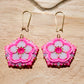 Pink Neon Flower Earrings