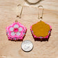 Pink Neon Flower Earrings