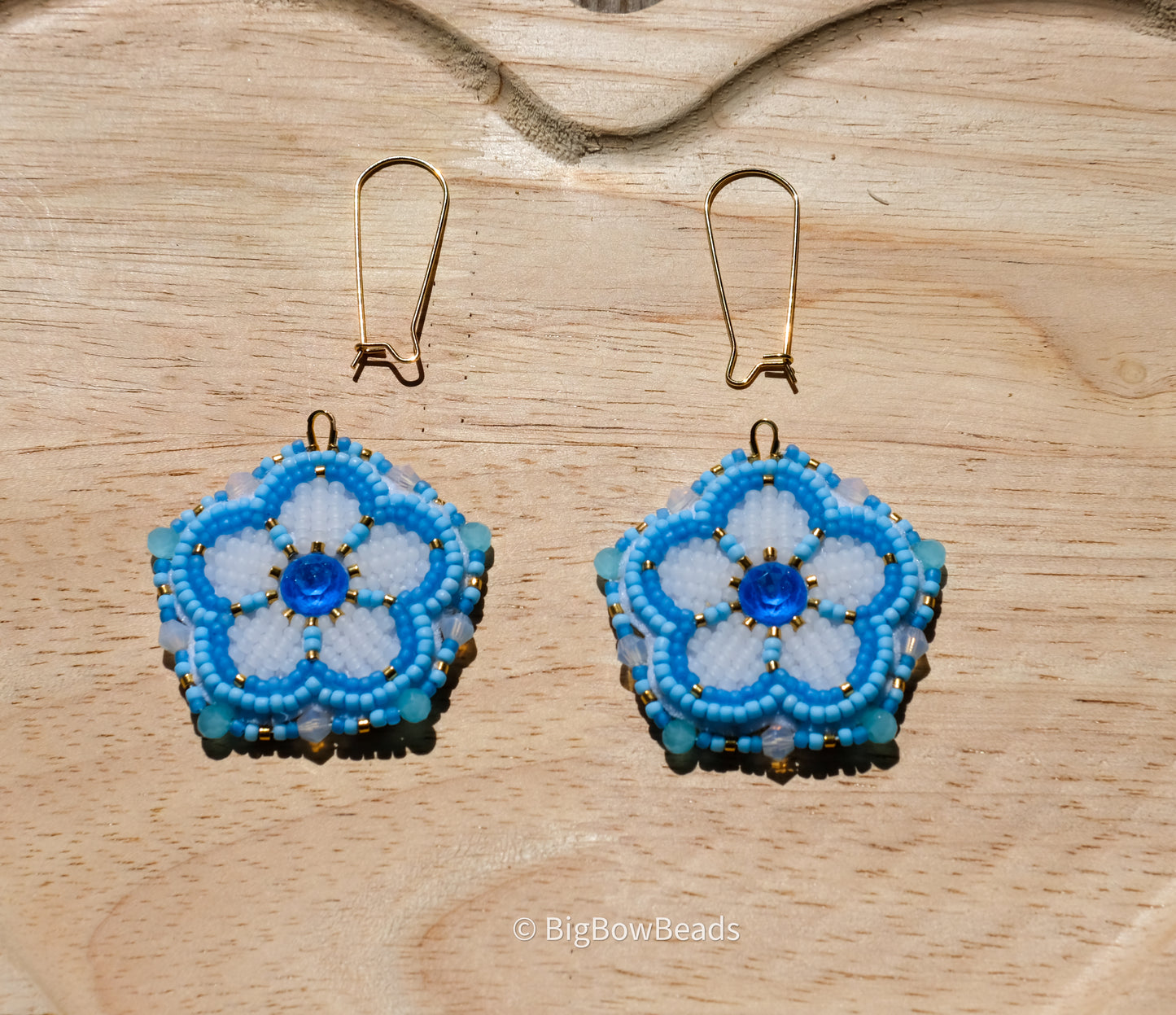Blue Neon Flower Earrings