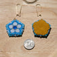Blue Neon Flower Earrings
