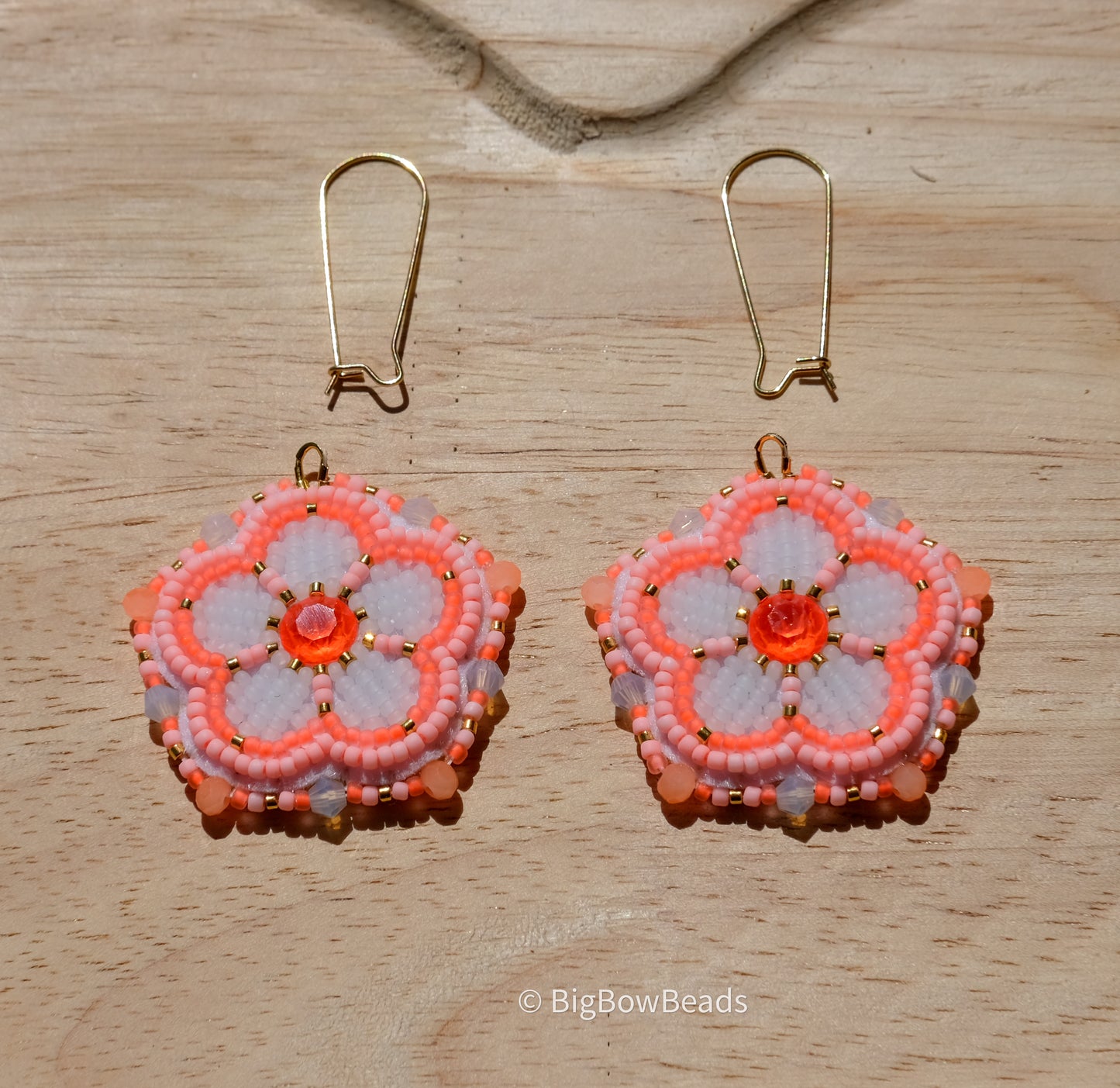 Orange Neon Flower Earrings