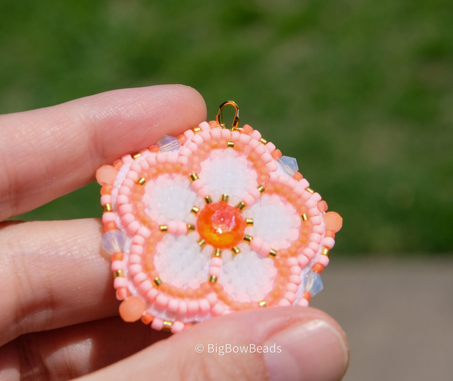 Orange Neon Flower Earrings