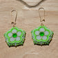 Green Neon Flower Earrings