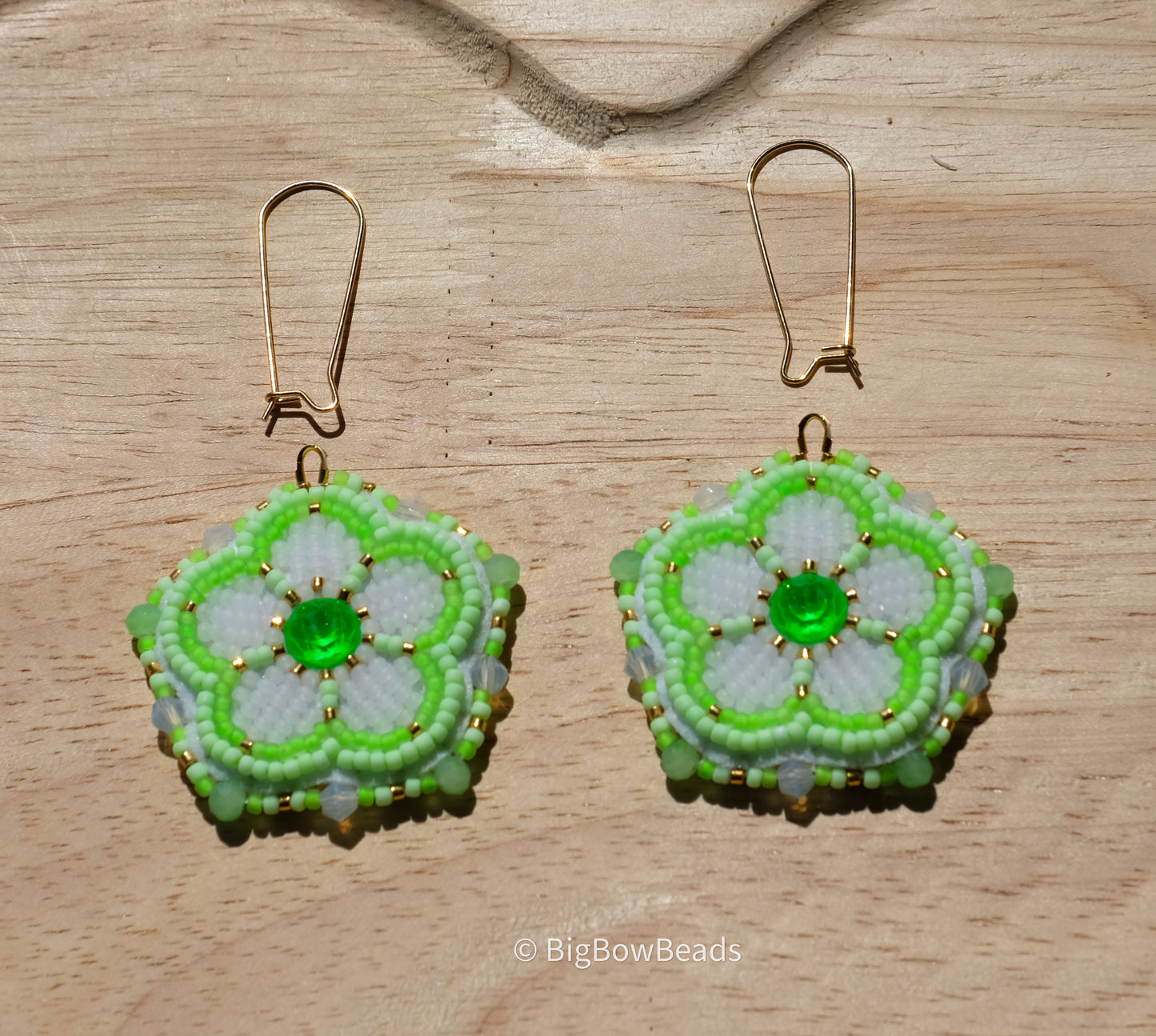 Green Neon Flower Earrings
