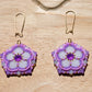 Purple Neon Flower Earrings